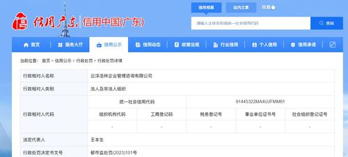 云浮浩林企业管理咨询有限公司被吊销营业执照